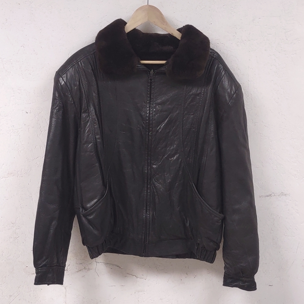 Large Buttery Leather Jacket Dark Chocolate Espresso Brown Fully Faux Fur Lined